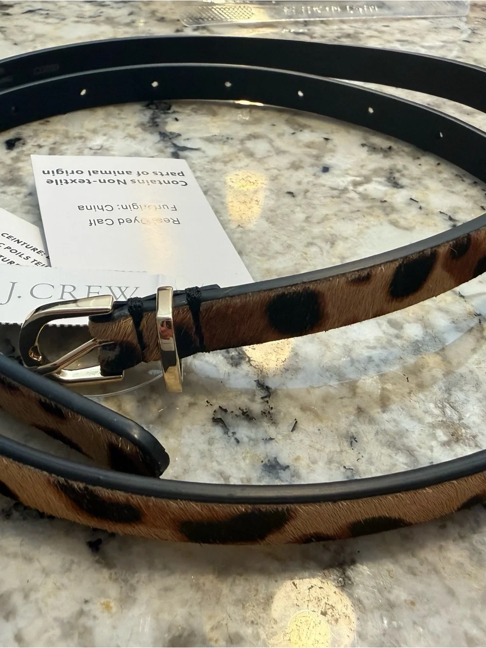 NWT J. Crew Leopard Print Skinny Belt with Gold Buckle size M-L - Picture 4 of 4